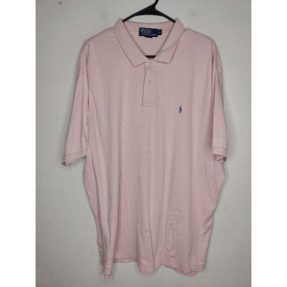 Polo Ralph Lauren Shirt Men's 2XL XXL Pink Blue Pony Short Sleeve Casual - Picture 2 of 8